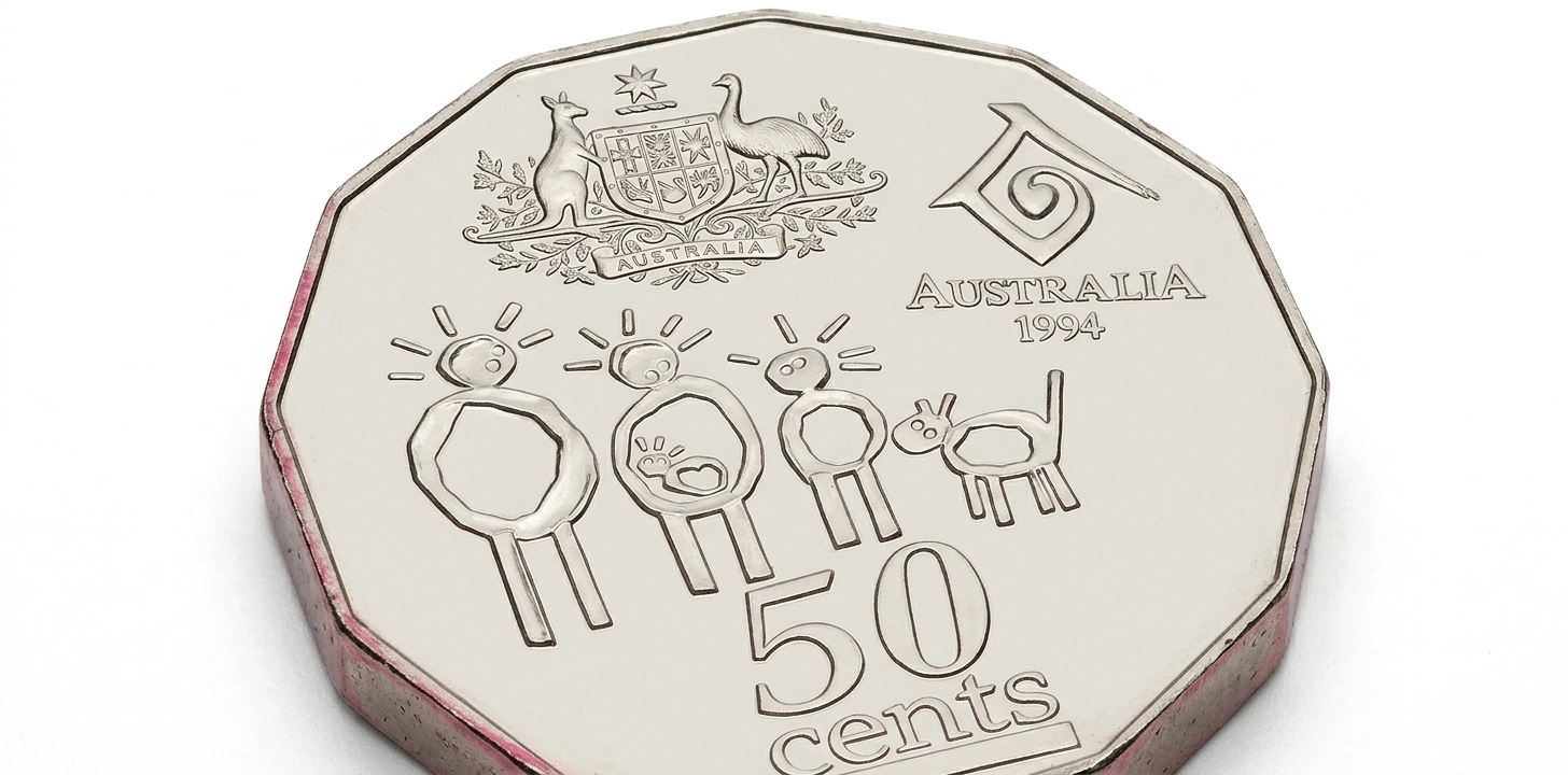 Macro shot of Australian 50 cent